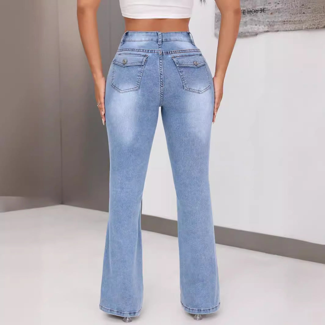 Sofistikerede Bootcut Jeans med Høj Talje og Unikt Design
