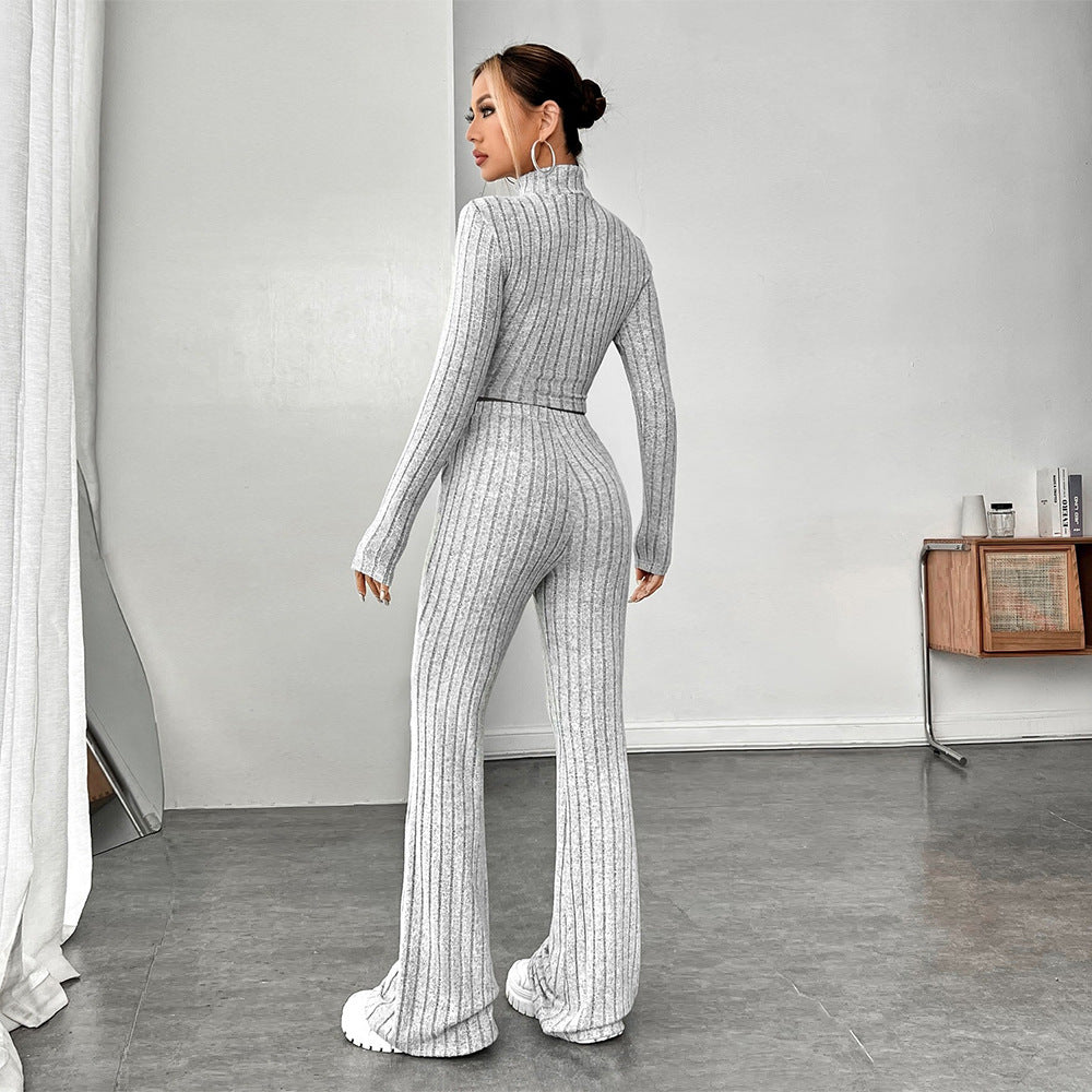 Chic Cropped Pullover med Høj Talje og Løse Ben