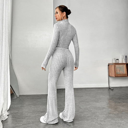 Chic Cropped Pullover med Høj Talje og Løse Ben