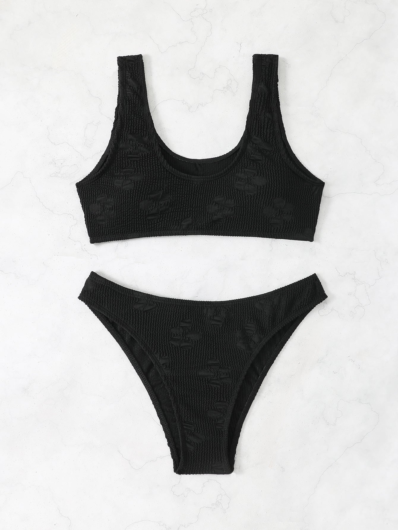 Bikini-set för kvinnor med mönstrad topp och högskuren trosor