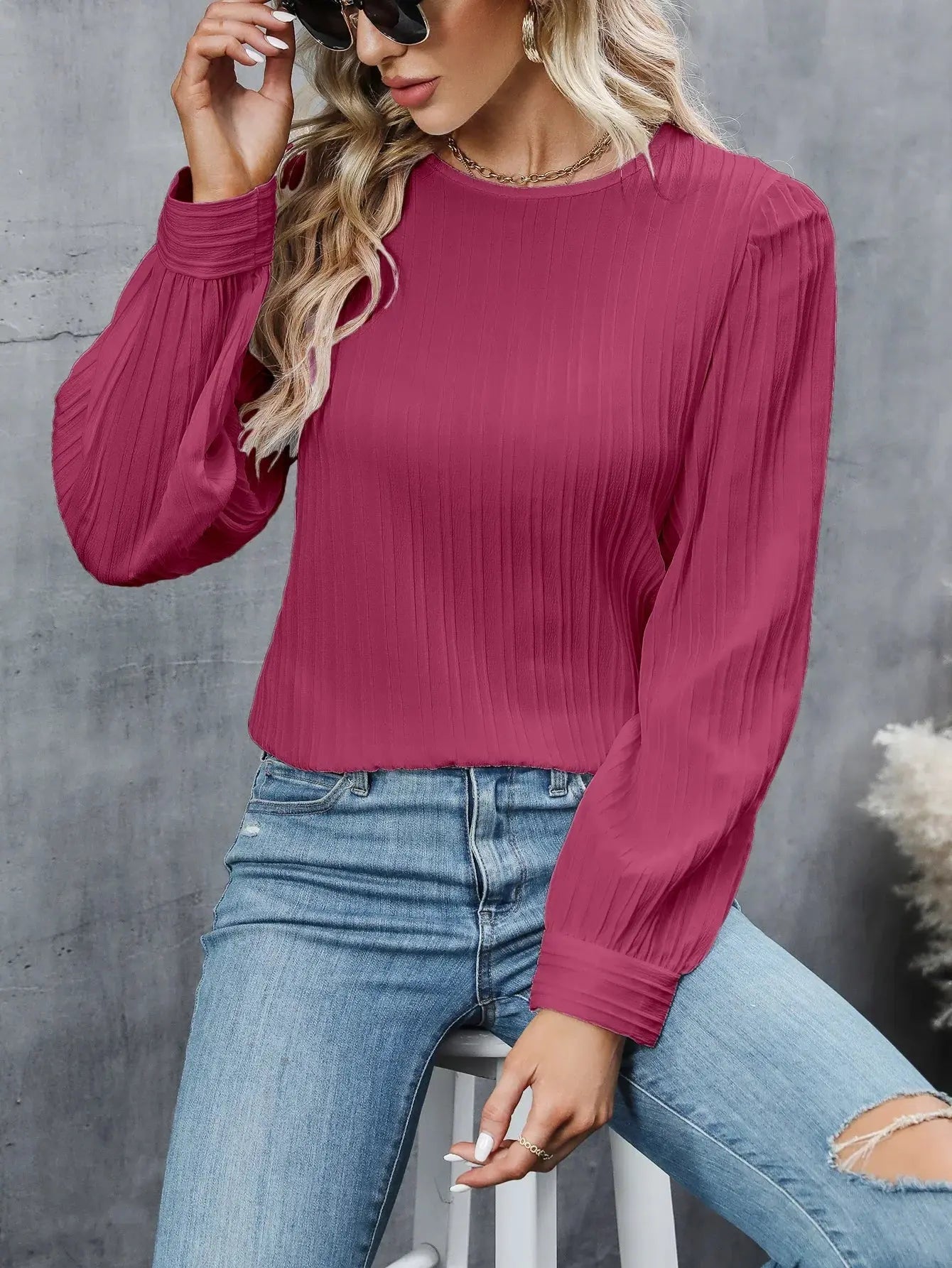 Elegant Blus för Kvinnor | Strukturerad och Stilren