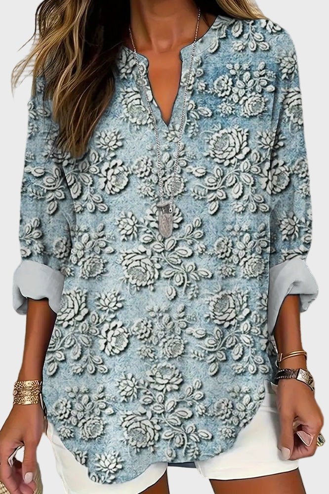 Elegante Bluse med Struktur og Let Pasform – Chic og Afslappet