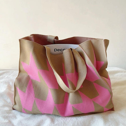 Liva | Färgstark geometrisk shoppingväska i canvas
