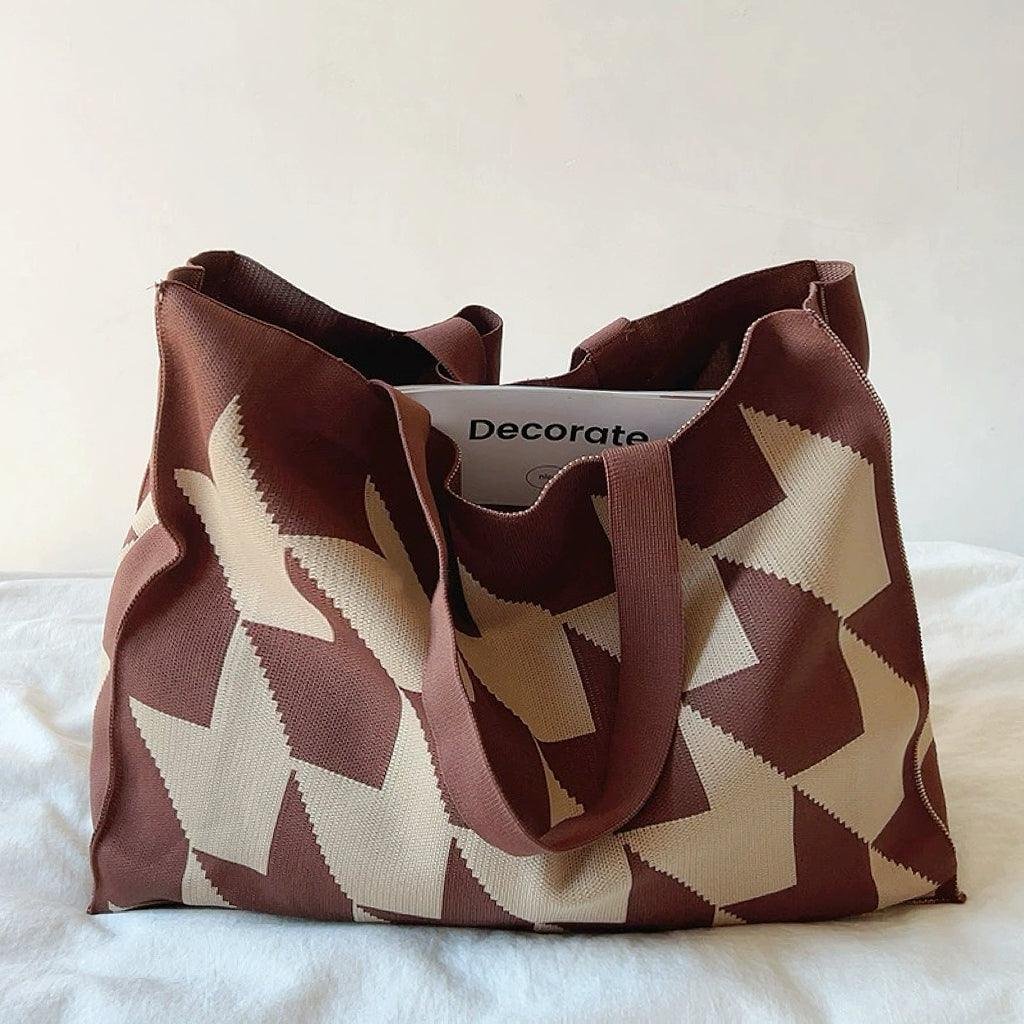 Liva | Färgstark geometrisk shoppingväska i canvas