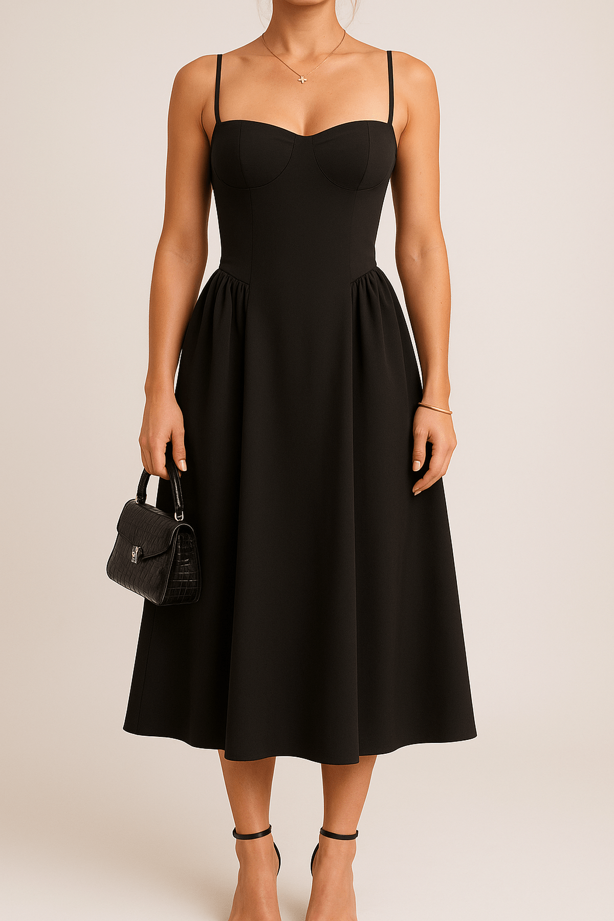 Ærmeløs Midi Kjole med Elegant Snit – Perfekt til Sommer