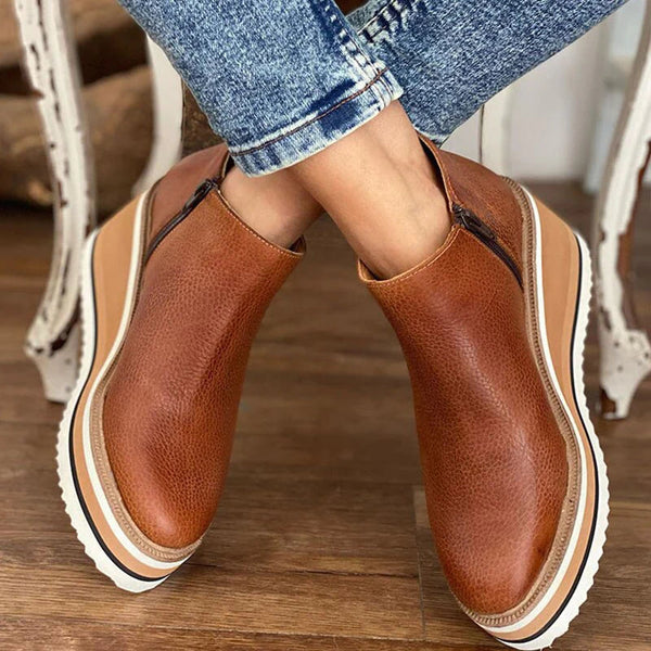Elara | Trendiga Ankelboots med Platåsula