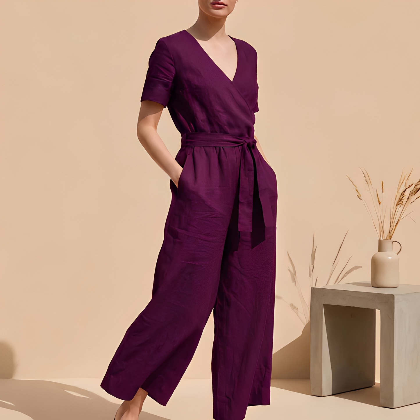Sofia - Eleganta Jumpsuit med Framknutning för Damer