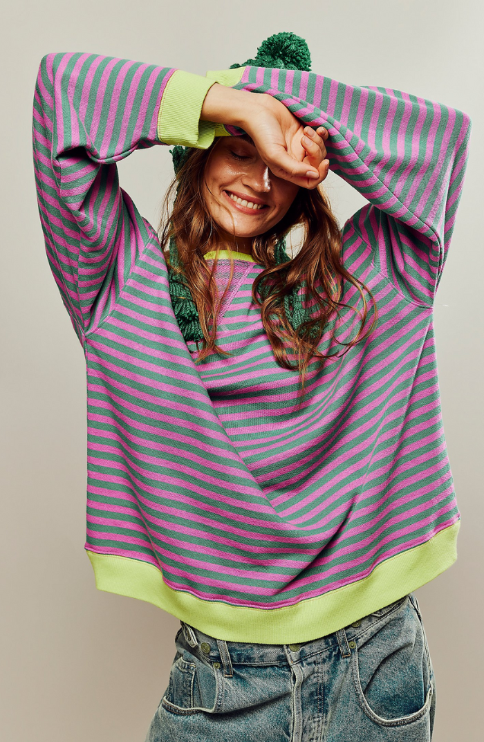 Mira – Farverig Oversized Striktrøje