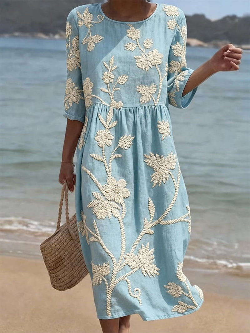 Elena | Blommönstrat Midi-klänning med vintage-känsla