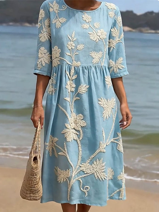 Elena | Blommönstrat Midi-klänning med vintage-känsla