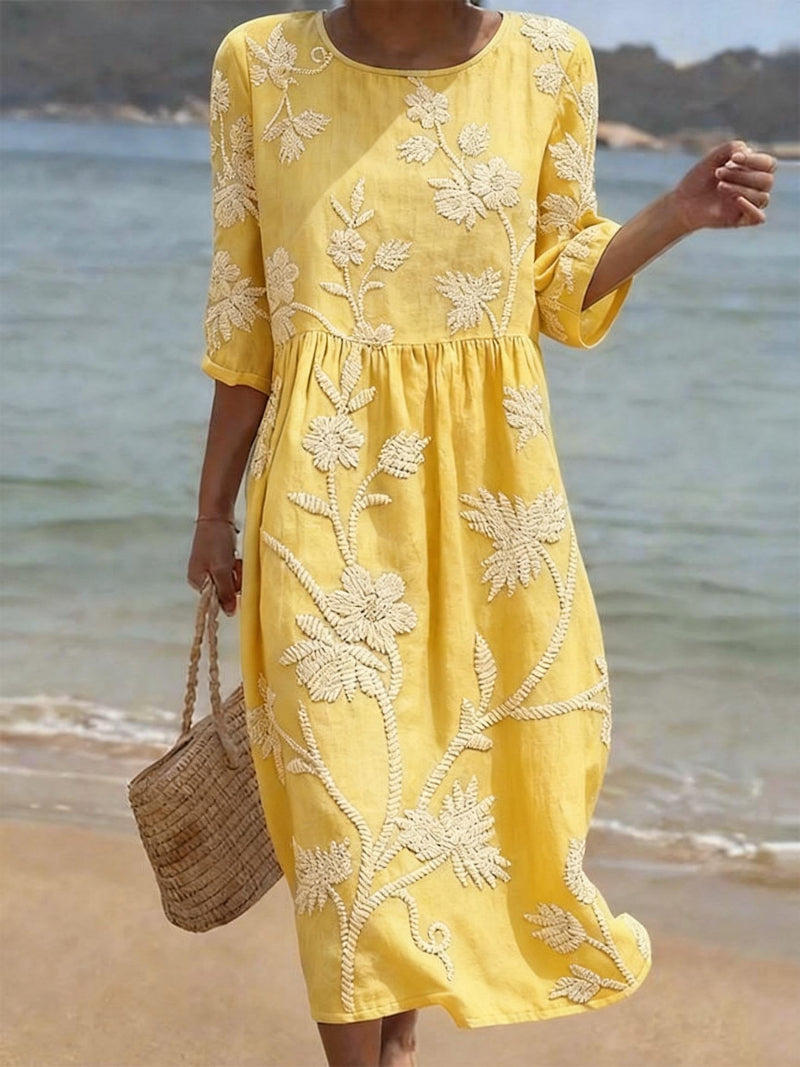 Elena | Blommönstrat Midi-klänning med vintage-känsla