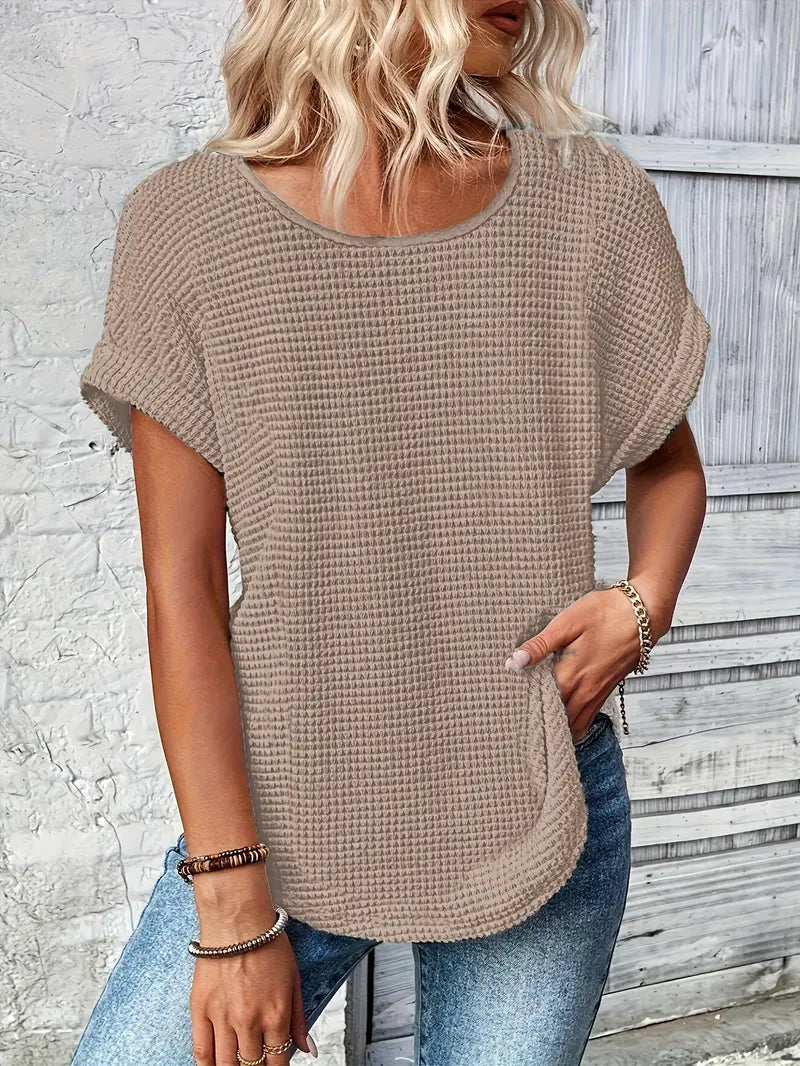 Stilrent T-Shirt med Rund Hals för Kvinnor
