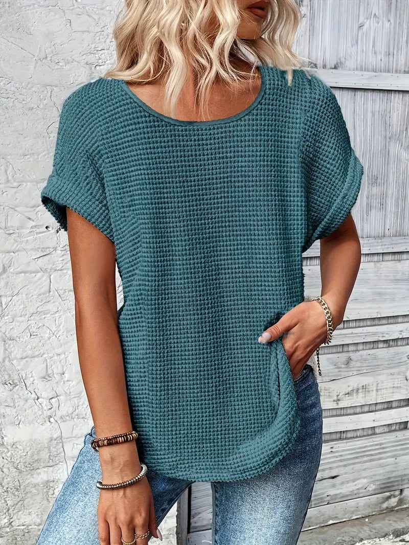 Stilrent T-Shirt med Rund Hals för Kvinnor