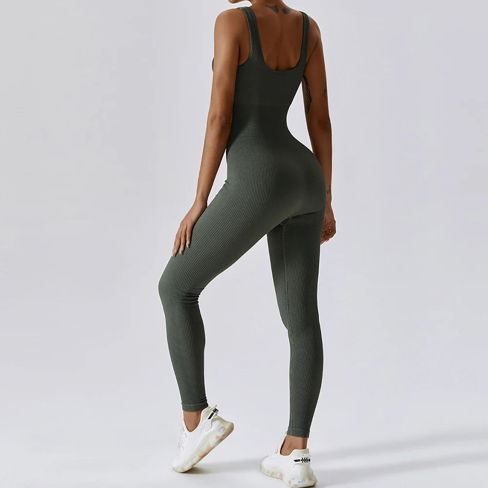 Yoga Jumpsuit för kvinnor | Sömlös träningsoverall med snabbtorkande och stretchig passform