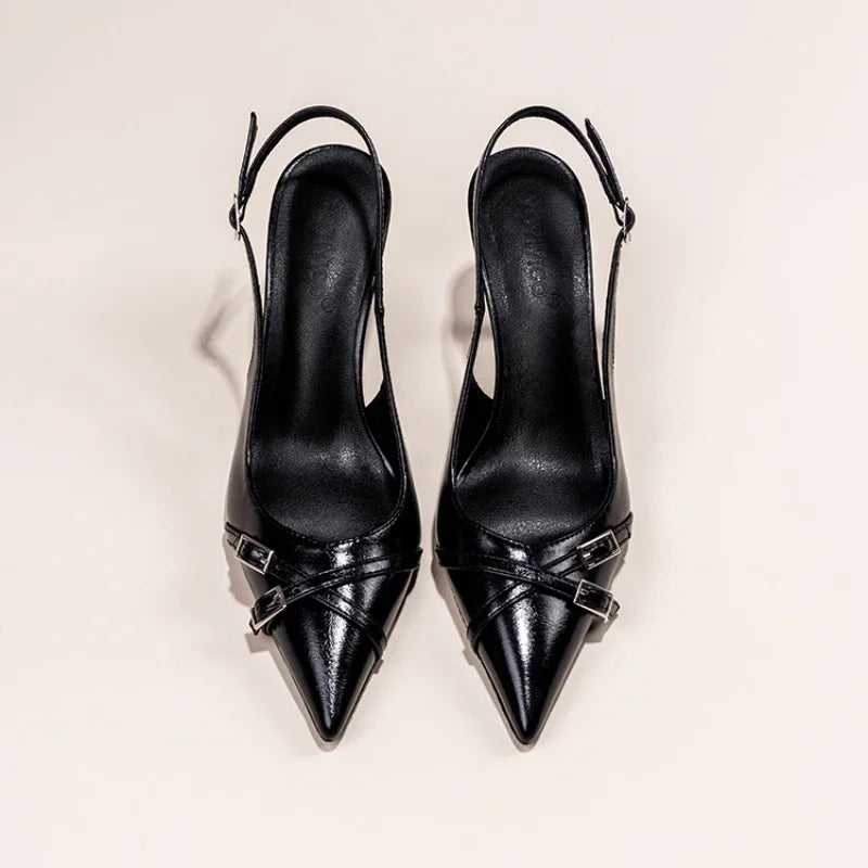 Sorte Stiletto Sko med Elegante Detaljer