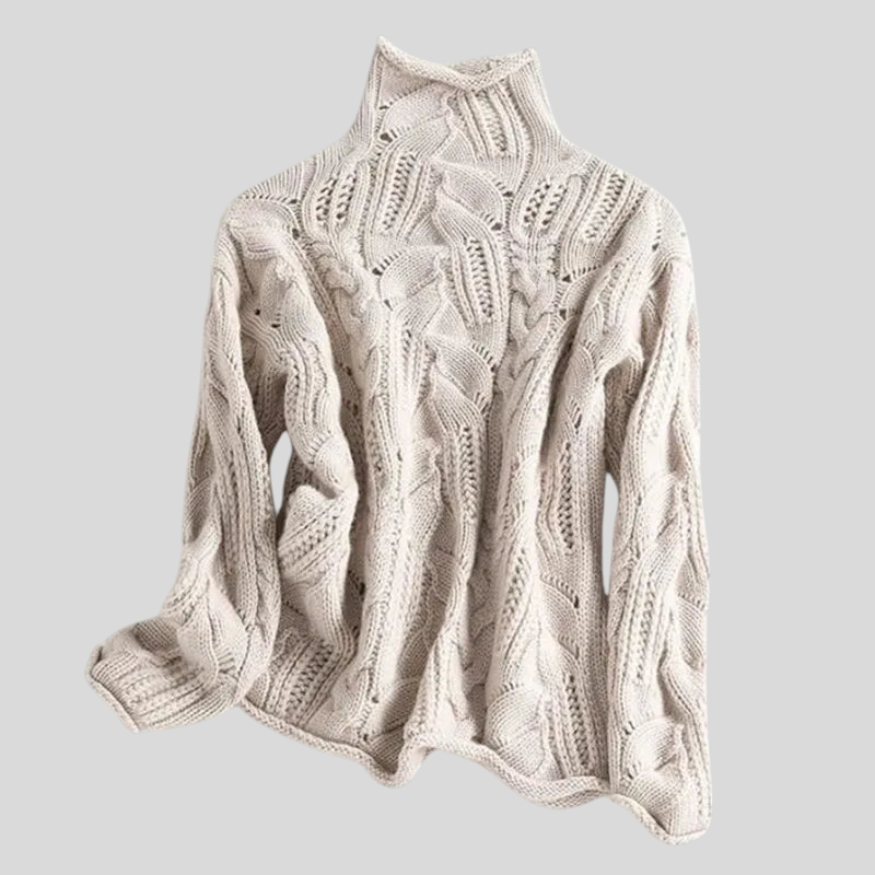 Elegant Strikbluse med Varm Struktur – Komfort og Stil