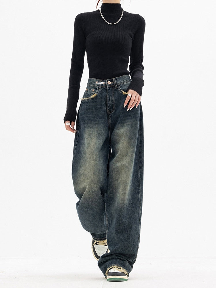 Damejeans med Højtaljet Komfort og Vintage Denim Look