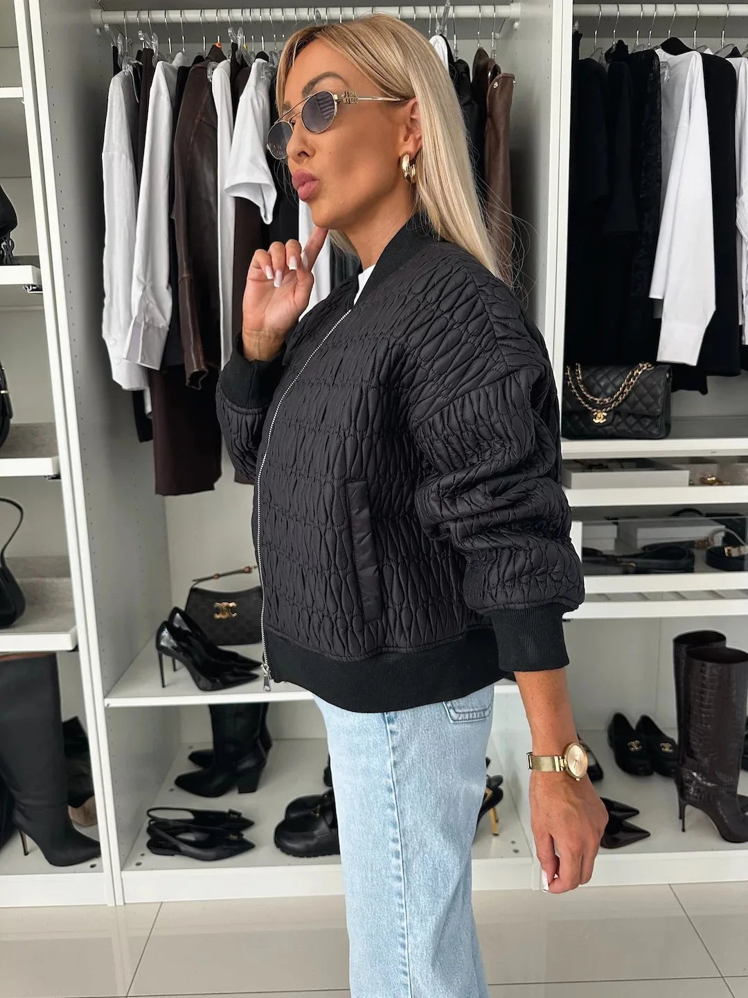 Dame Bomberjakke i Quiltet Design – Stil og Komfort i Ét