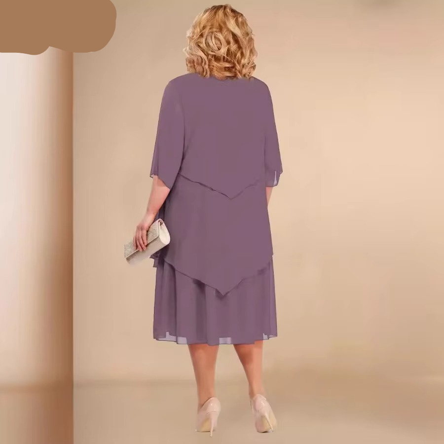 Sublim Chiffonkjole med Lagdelte Detaljer til Kvinder