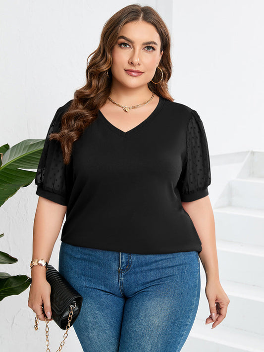 Mira | Elegant V-ringad blus med puffärmar