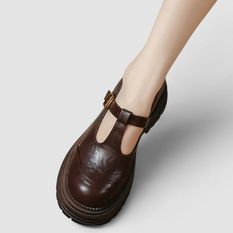 Sofia | Eleganta Plattform Sandaler med T-Riemen