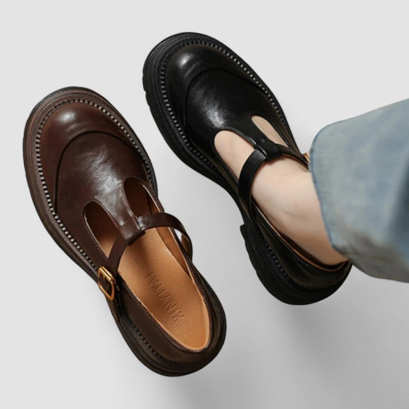 Sofia | Eleganta Plattform Sandaler med T-Riemen
