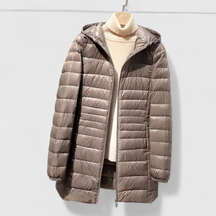 Dame Vinterjakke med Quiltet Design og Lynlås