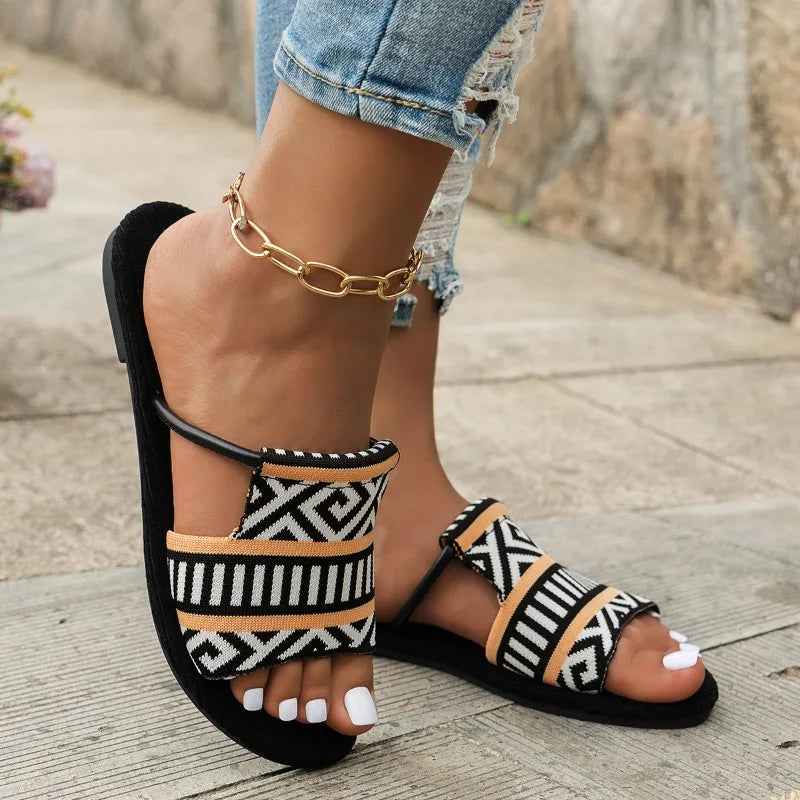 Dubbelremmar Sandaler för Kvinna i Boho Stil