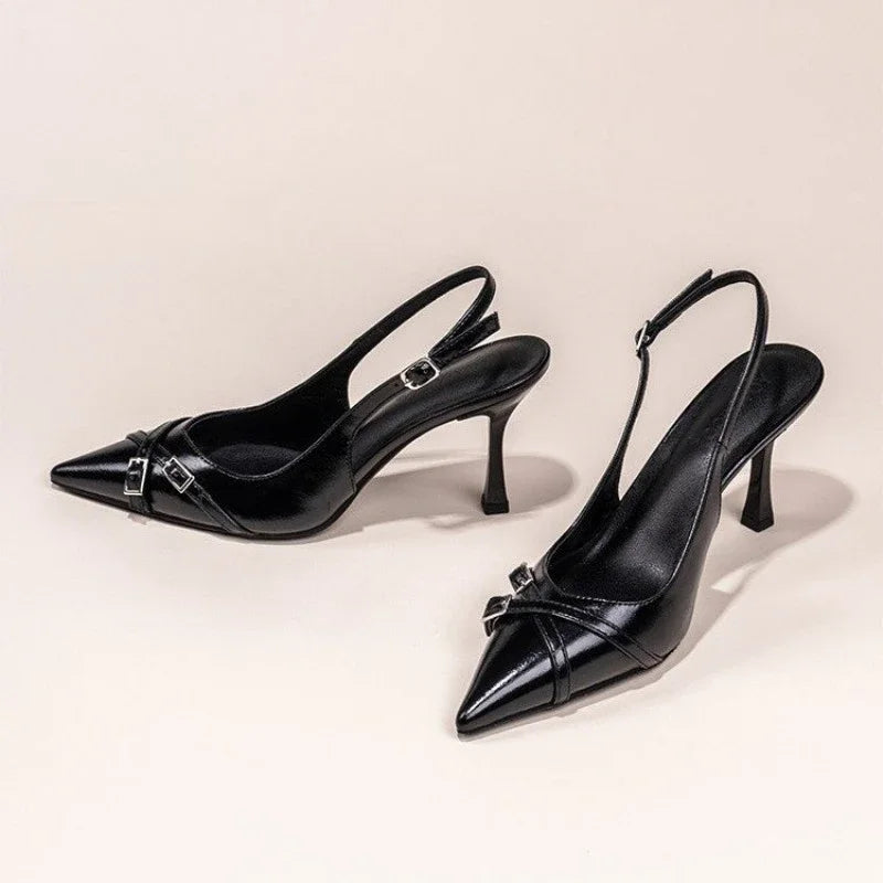 Sorte Stiletto Sko med Elegante Detaljer