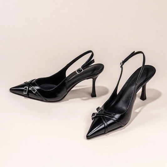 Sorte Stiletto Sko med Elegante Detaljer