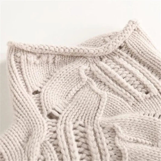 Elegant Strikbluse med Varm Struktur – Komfort og Stil