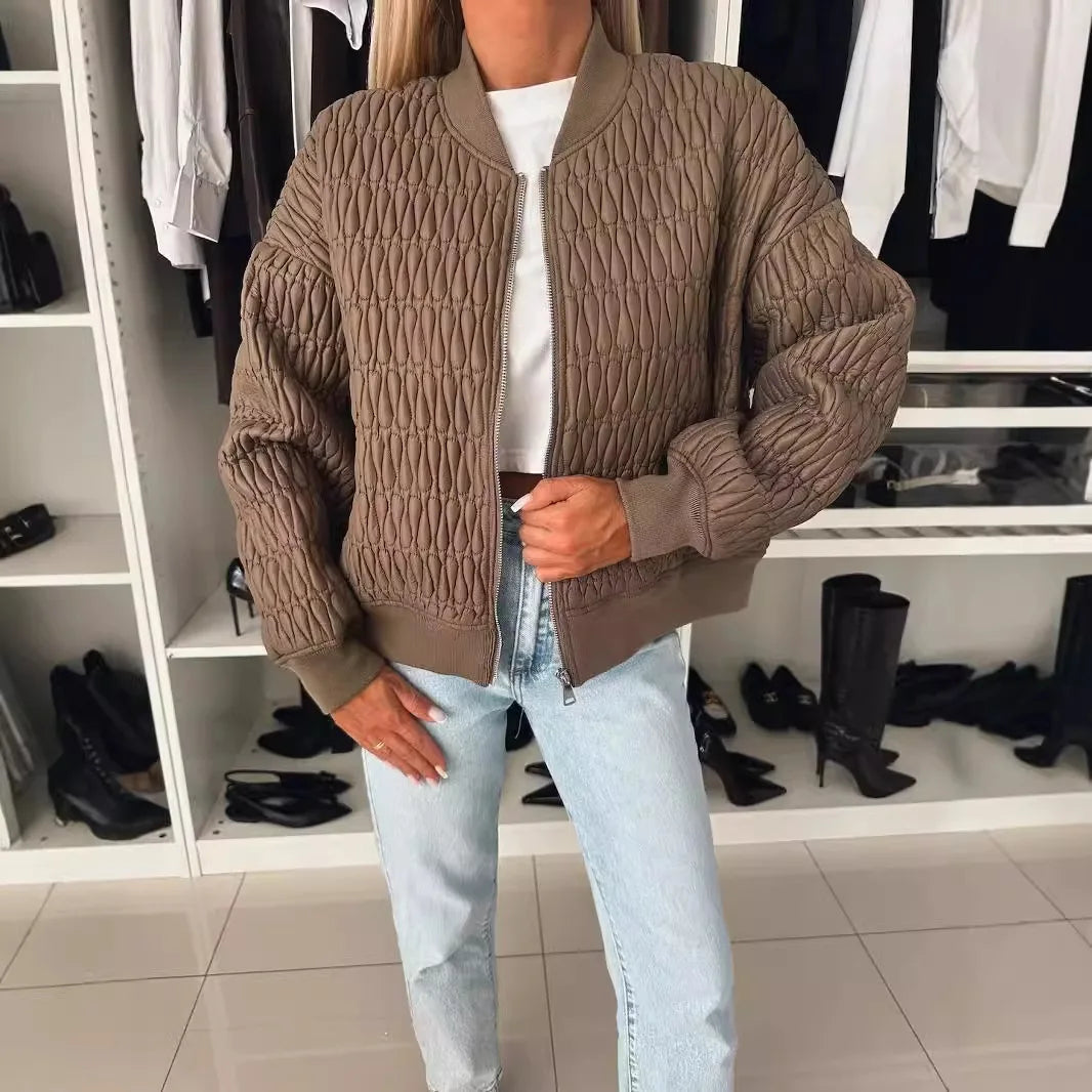 Dame Bomberjakke i Quiltet Design – Stil og Komfort i Ét