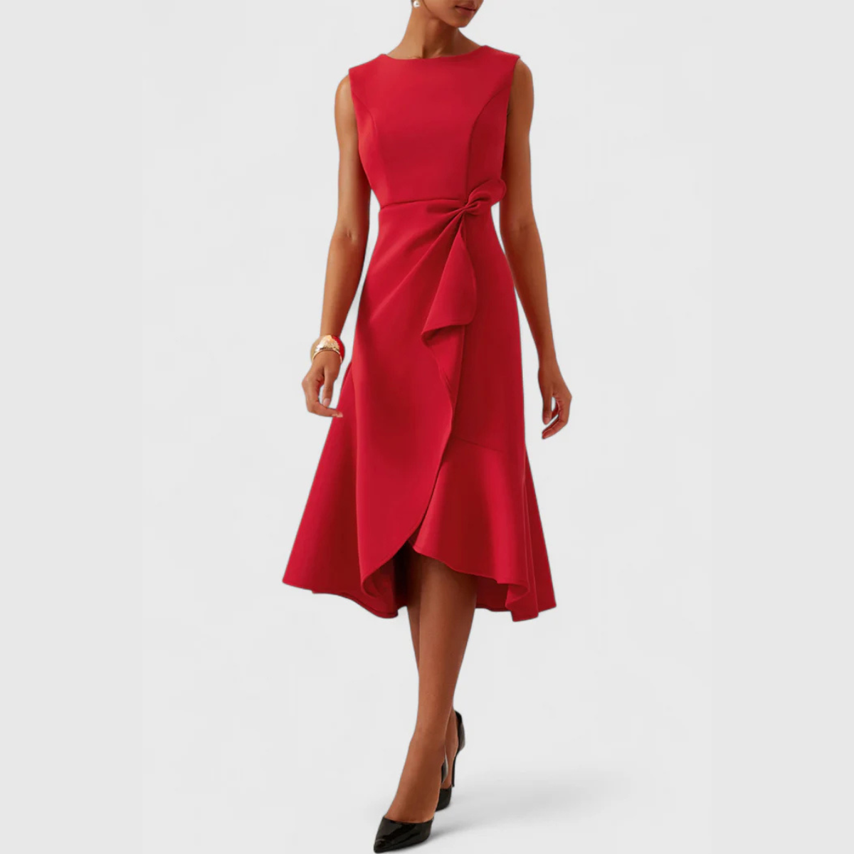Elena | Elegant Asymmetrisk Midiklänning för Kvinnor