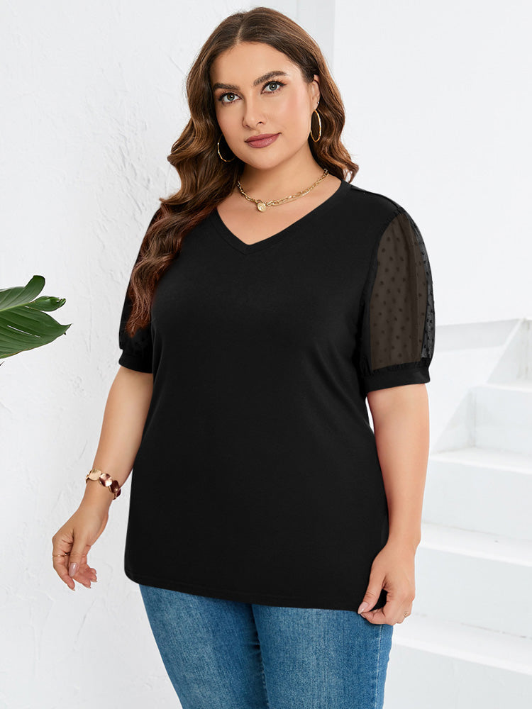 Mira | Elegant V-ringad Blus med Puffärmar