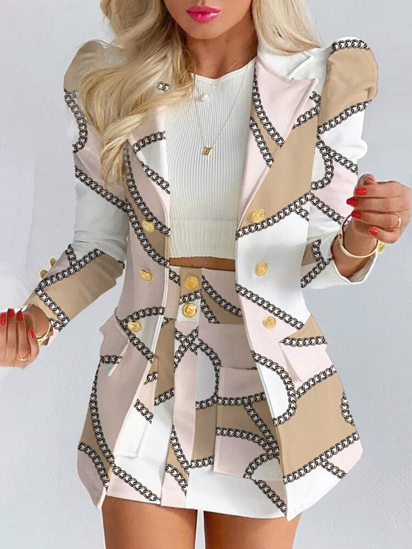 Elegant Dame Blazer-og-Nederdel Sæt - Klassisk & Moderne