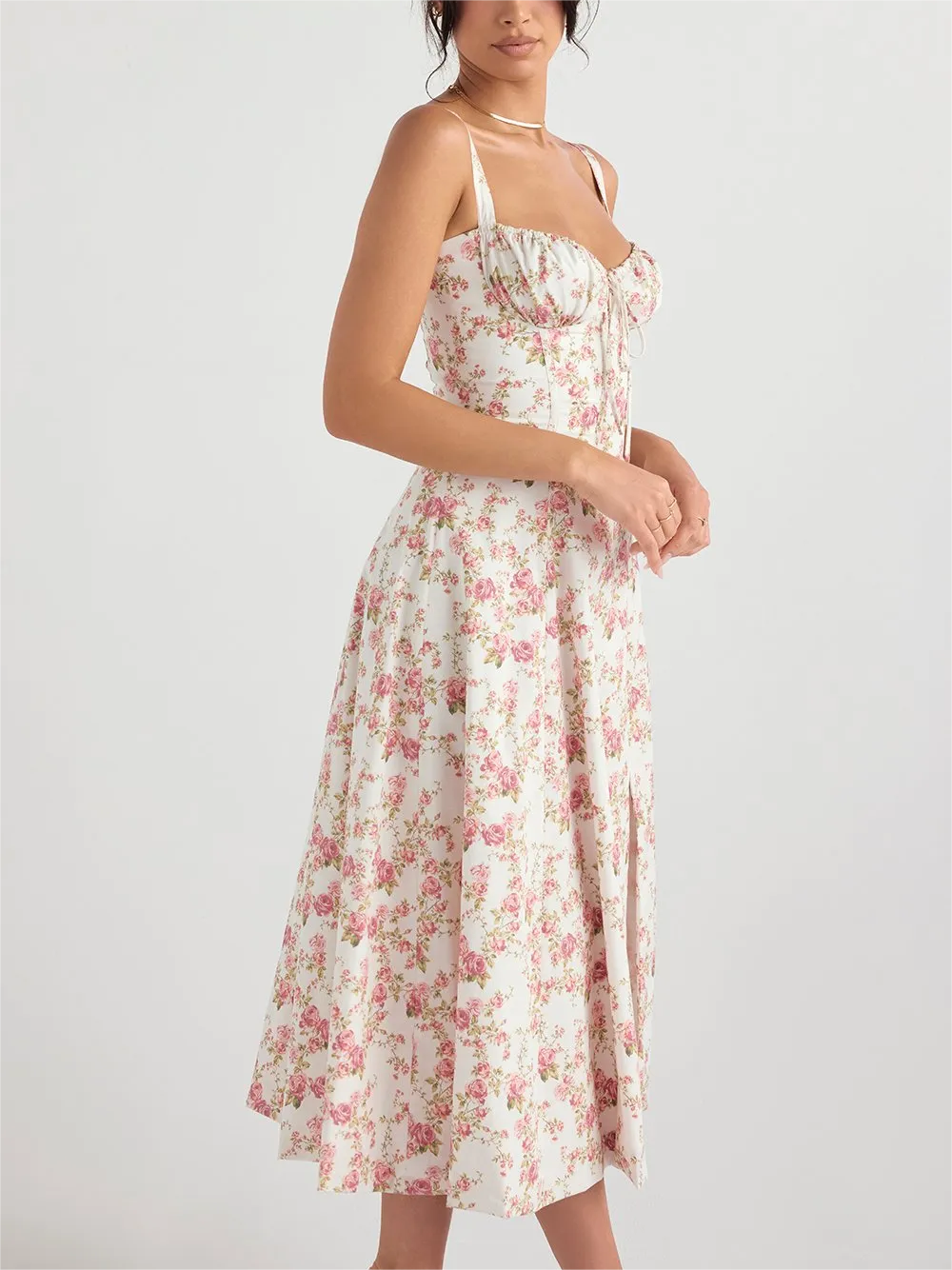 Elara - Blomster Bustier Midjeformende Kjole