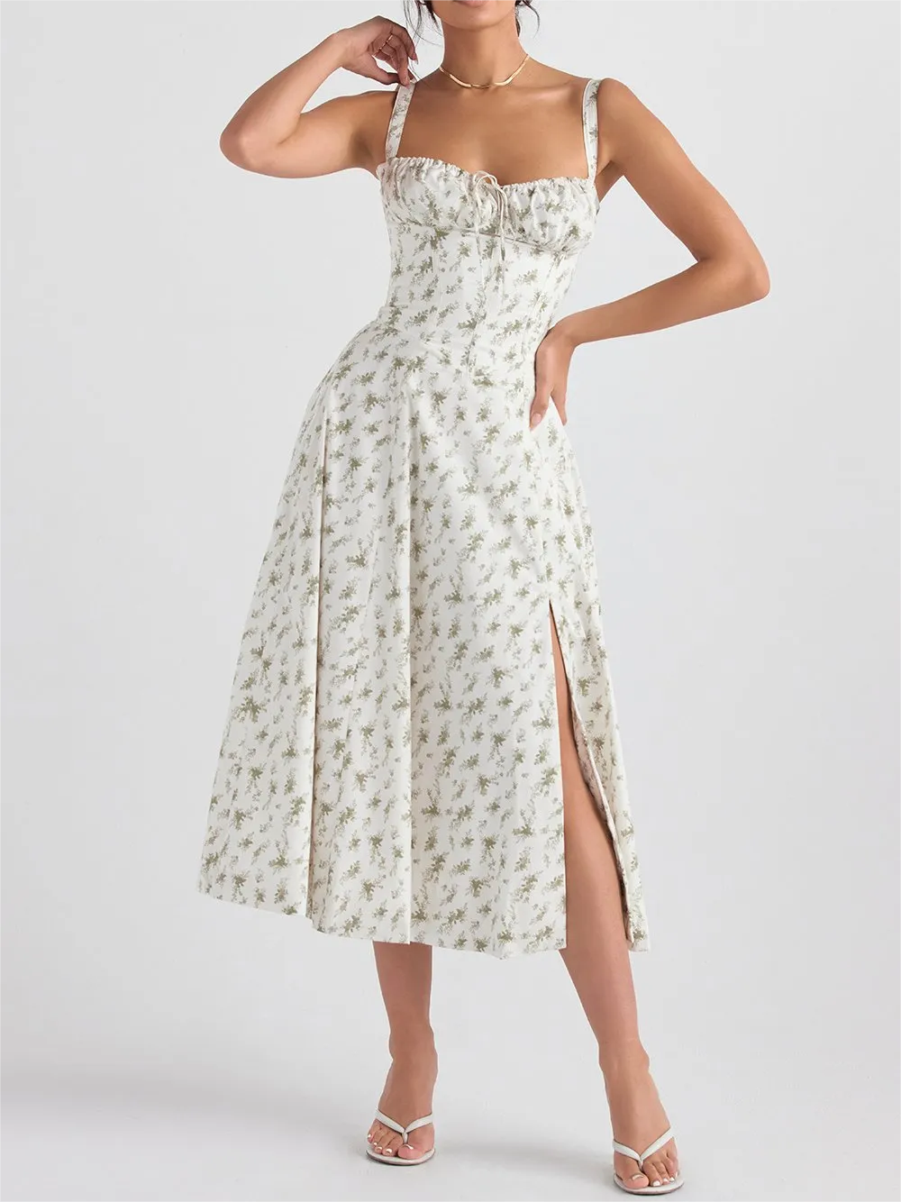 Elara - Blomster Bustier Midjeformende Kjole