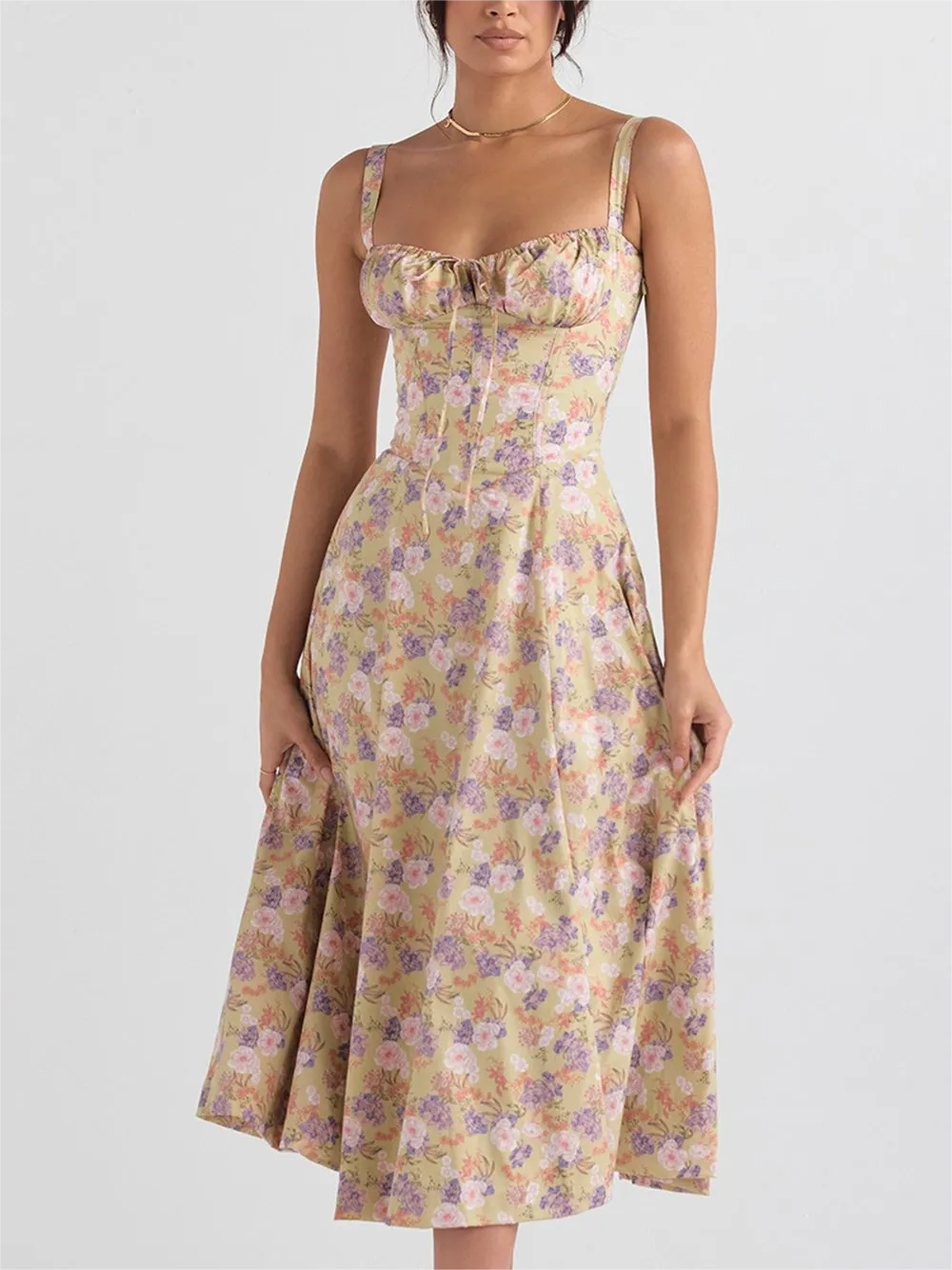 Elara - Blomster Bustier Midjeformende Kjole