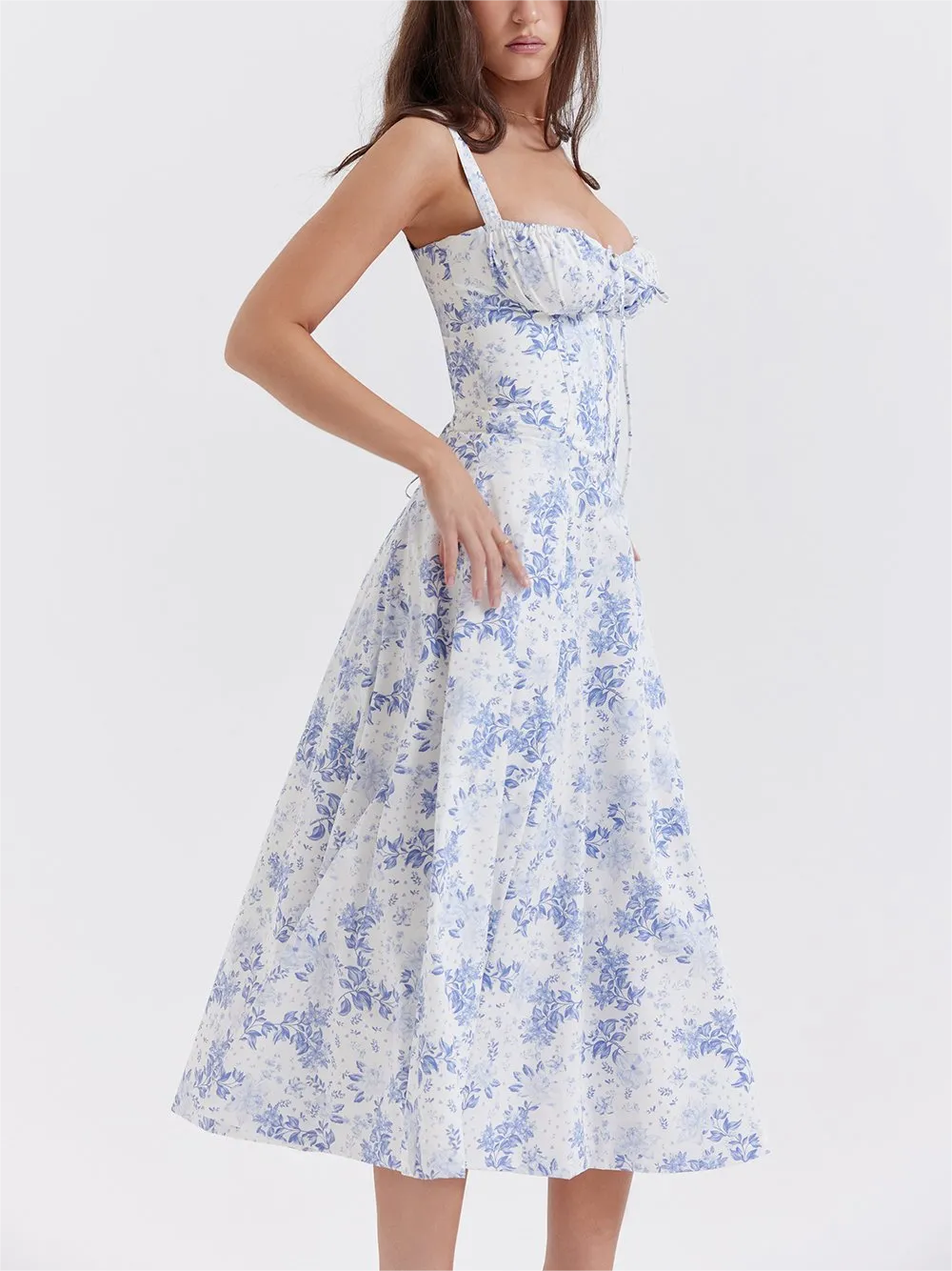 Elara - Blomster Bustier Midjeformende Kjole