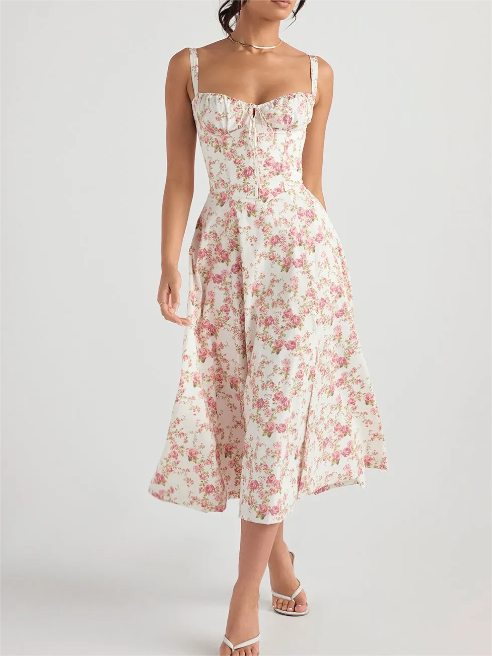 Elara - Blomster Bustier Midjeformende Kjole