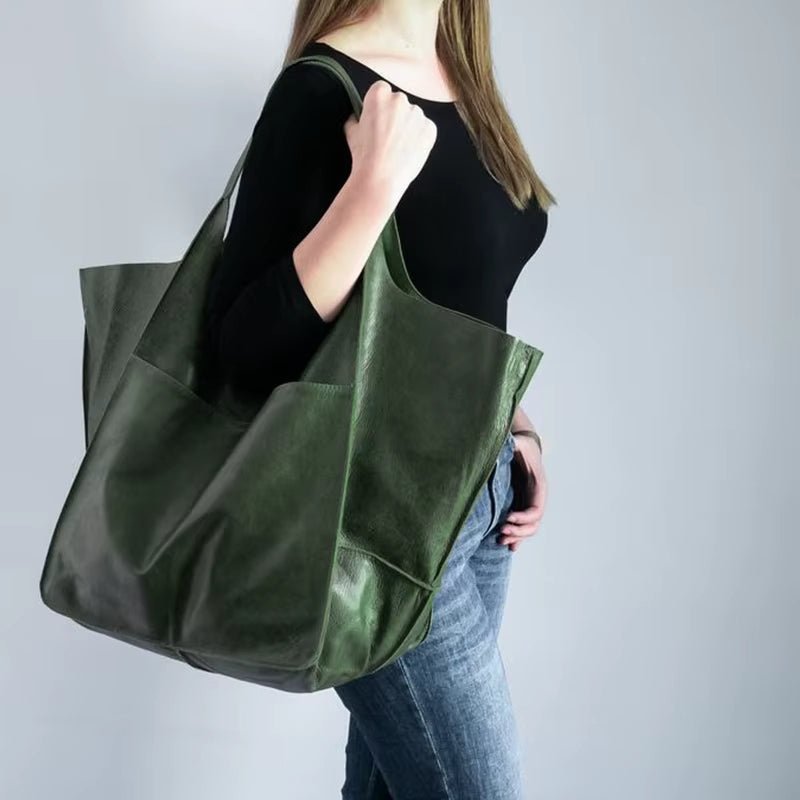 Luxuriös och Rymlig Veganläder Shopper