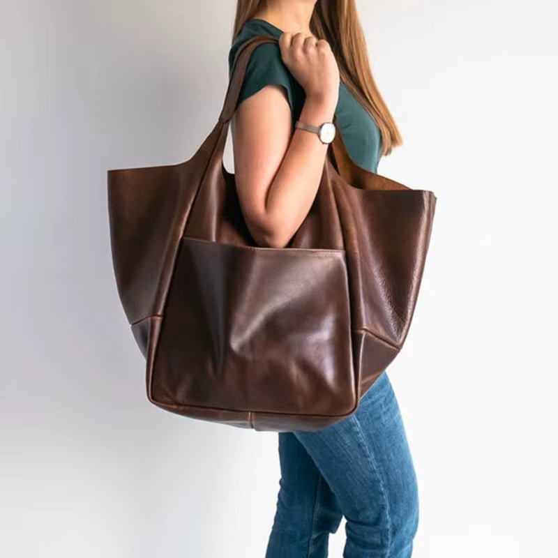 Luxuriös och Rymlig Veganläder Shopper