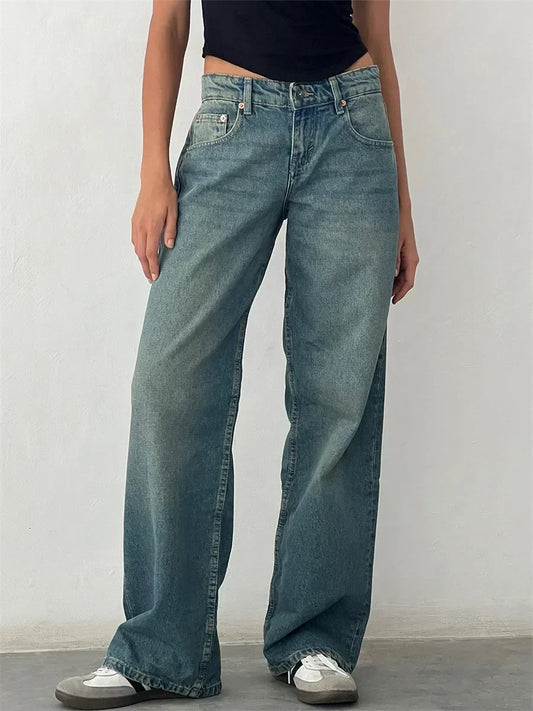 Vintage jeans med vidde ben til damer