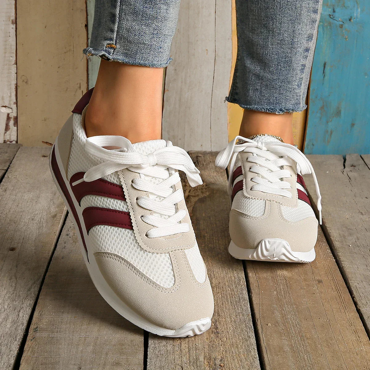Mesh Sneakers för Damer med Snörning
