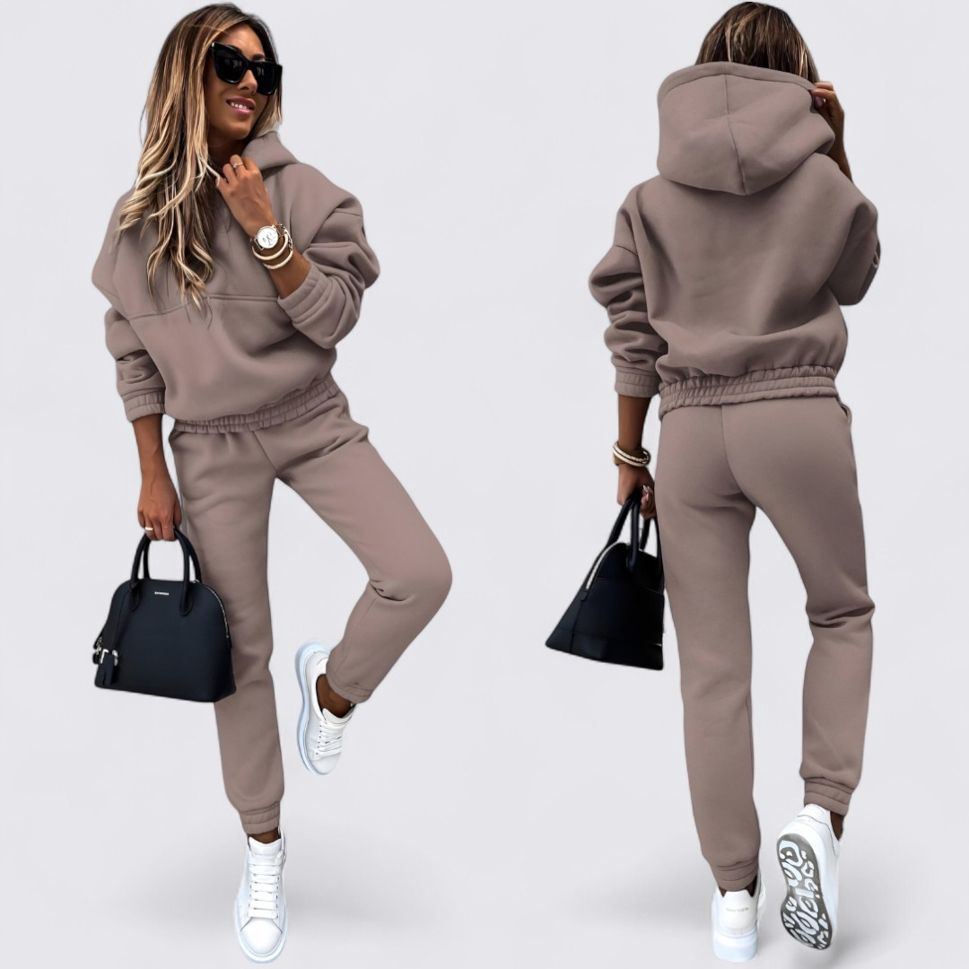 Dame joggingsuit med hætte - To-delt sæt - Behagelig pasform