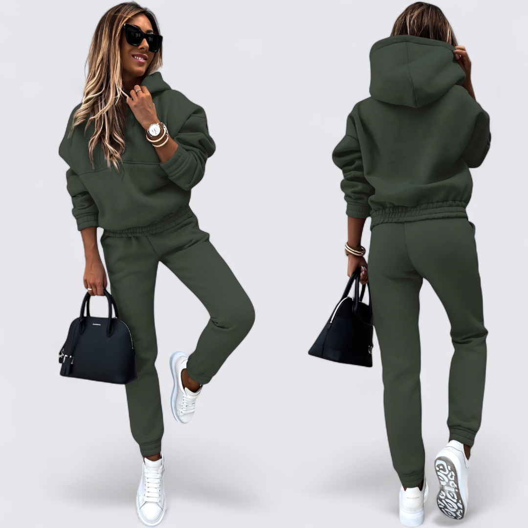 Dame joggingsuit med hætte - To-delt sæt - Behagelig pasform