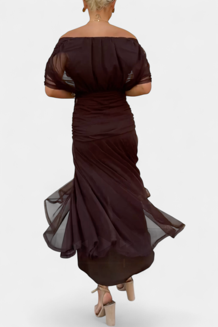 Sofia | Off-Shoulder Maxi Klänning med Elegant Drapering