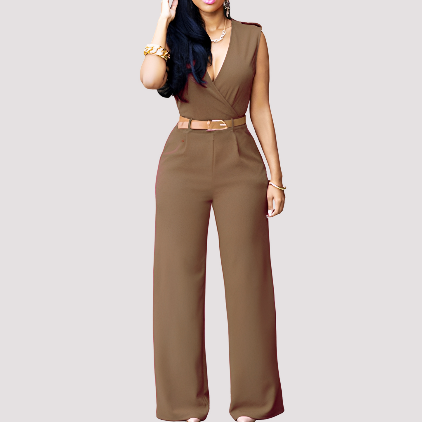 Sofia - Chic Jumpsuit med Betoning på Midjan för Damer