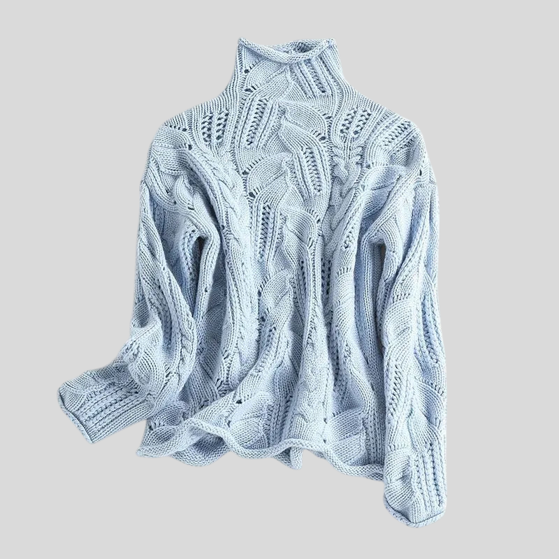 Elegant Strikbluse med Varm Struktur – Komfort og Stil