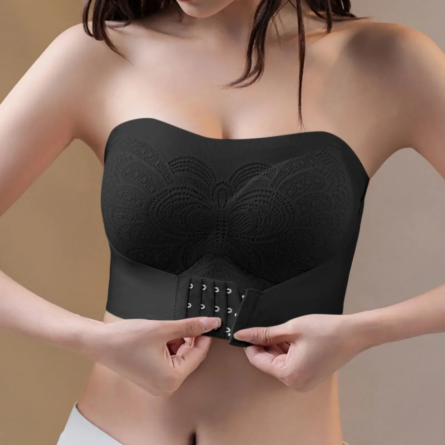 Bandeau-top för kvinnor med framknäppning